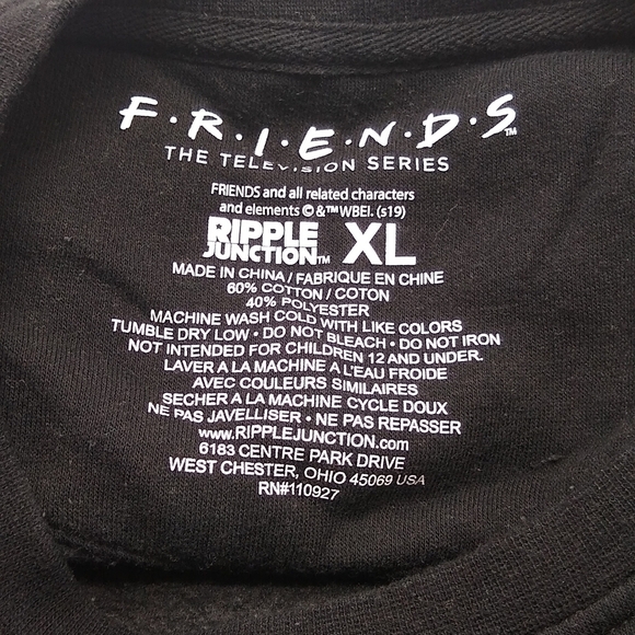 Friends Christmas Sweatshirt SZ XL Ripple Junction 90's Retro Style Crew Neck - Picture 7 of 8